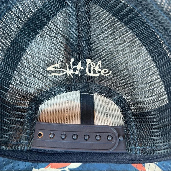 Salt Life Baseball Cap Blue Camo Mesh Back Hat Adult OS Snapback Adjustable  EUC - Picture 6 of 9